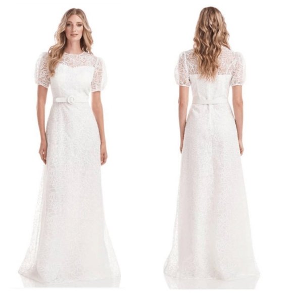 KAY UNGER WHITE WYNONNA ILLUSIONS LACE WHITE GOWN sz 8 - Picture 4 of 4